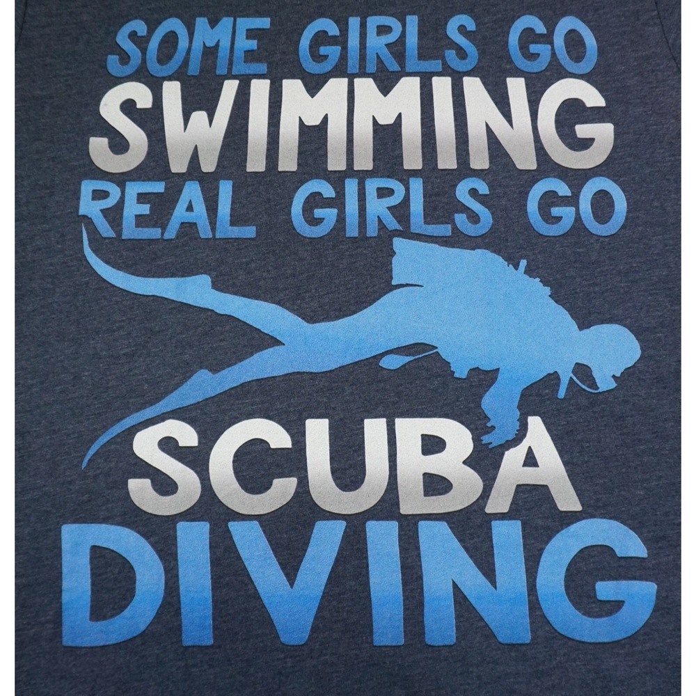 Real Girls Go Scuba‎ Diving Adult Large Heather Blue T-Shirt NEW